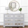 GRADE A2 - Alexis Mirrored 6 Drawer Chest of Drawers in Pale Grey with Carved Detail