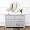 GRADE A1 - Alexis Mirrored 6 Drawer Chest of Drawers in Pale Grey with Carved Detail