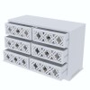GRADE A1 - Alexis Mirrored 6 Drawer Chest of Drawers in Pale Grey with Carved Detail