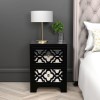 GRADE A2 - Alexis Mirrored 2 Drawer Bedside Table in Black with Carved Detail