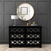 GRADE A1 - Alexis Mirrored 6 Drawer Chest of Drawers in Black with Carved Detail