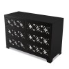 Wide Black Mirrored Boho Chest of 6 Drawers - Alexis