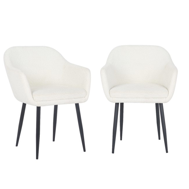 ALMOST PERFECT - Set of 2 Cream Boucle Armchair Dining Chairs - Ally