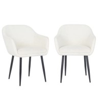 ALMOST PERFECT - Set of 2 Cream Boucle Armchair Dining Chairs - Ally ALMOST PERFECT - Set of 2 Cream Boucle Armchair Dining Chairs - Ally