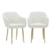 Set of 2 Cream Boucle Armchair Dining Chairs With Gold Legs -Ally
