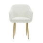 GRADE A2 - Set of 2 Cream Boucle Armchair Dining Chairs With Brass Legs -Ally