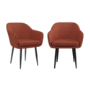 Set of 2 Rust Boucle Dining Chairs with Arms - Ally