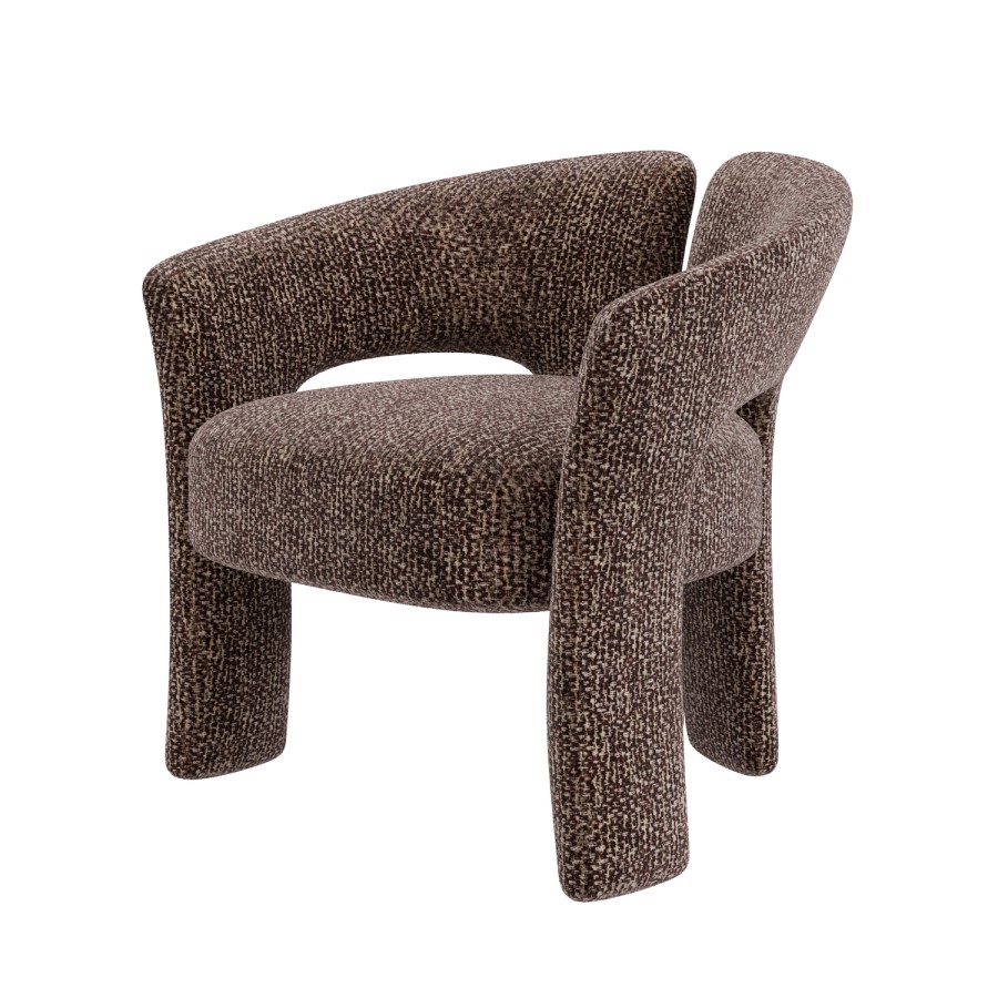 Brown Boucle Modern Curved Accent Chair - Azalea