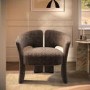 Brown Boucle Modern Curved Accent Chair - Azalea