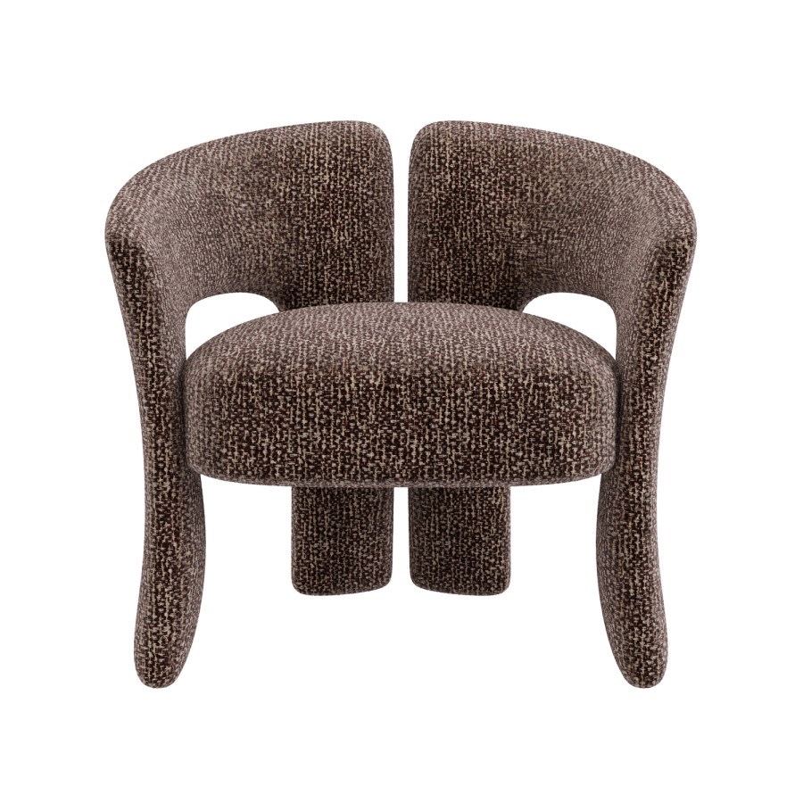 Brown Boucle Modern Curved Accent Chair - Azalea