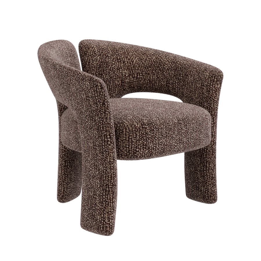 Brown Boucle Modern Curved Accent Chair - Azalea