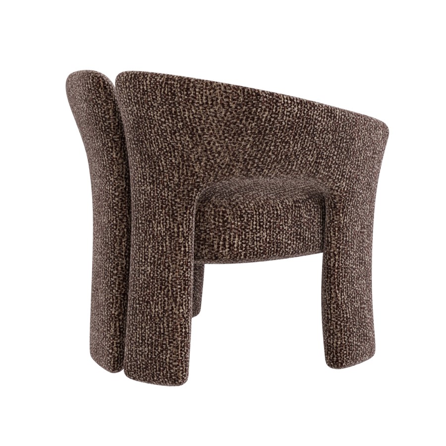 Brown Boucle Modern Curved Accent Chair - Azalea
