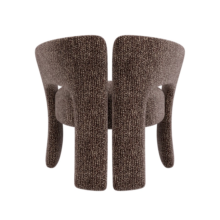 Brown Boucle Modern Curved Accent Chair - Azalea