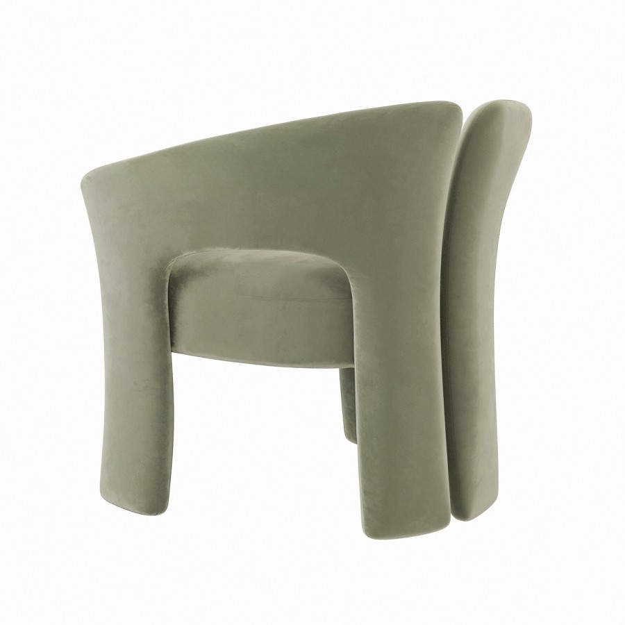 Sage Green Velvet Modern Curved Accent Chair - Azalea