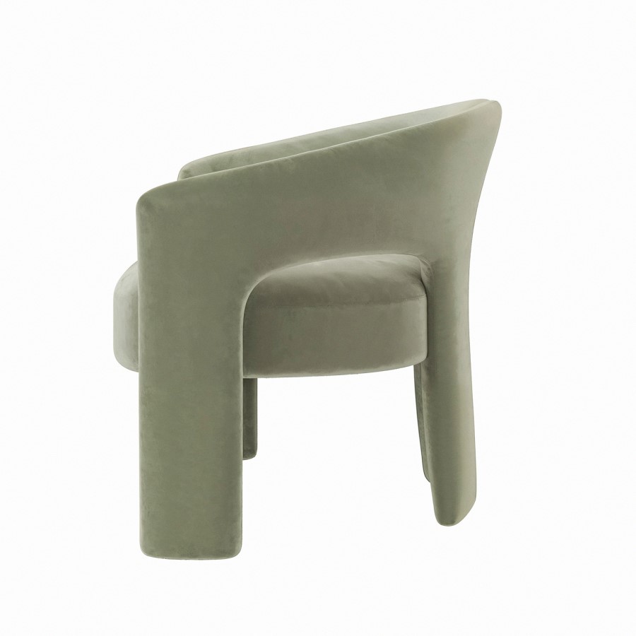 Sage Green Velvet Modern Curved Accent Chair - Azalea