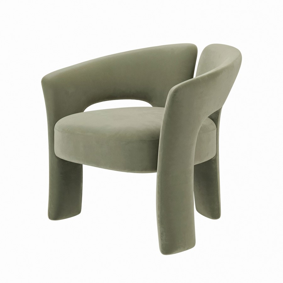 Sage Green Velvet Modern Curved Accent Chair - Azalea