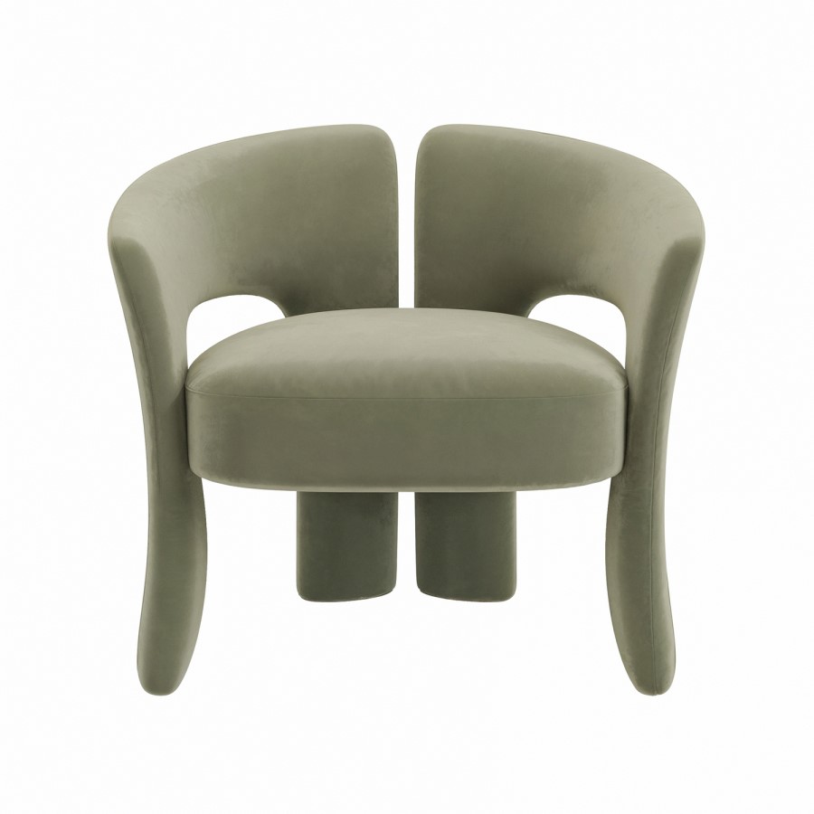 Sage Green Velvet Modern Curved Accent Chair - Azalea