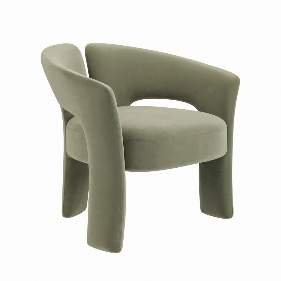 Sage Green Velvet Modern Curved Accent Chair - Azalea