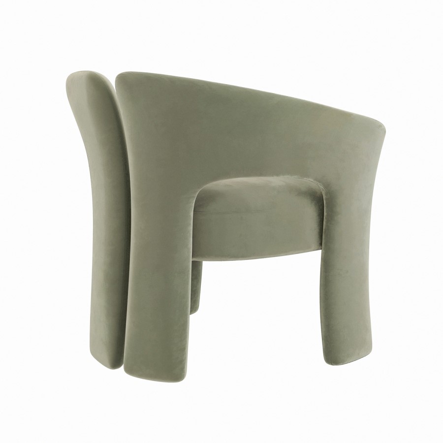 Sage Green Velvet Modern Curved Accent Chair - Azalea