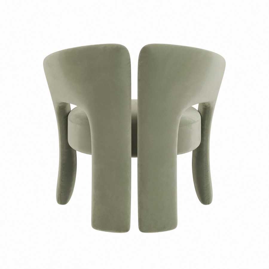 Sage Green Velvet Modern Curved Accent Chair - Azalea