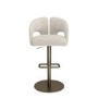 Beige Upholstered Adjustable Swivel Bar Stool with Brass Base - Azalea