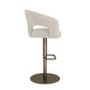 Beige Upholstered Adjustable Swivel Bar Stool with Brass Base - Azalea