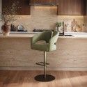 A2/ALZ005S GRADE A2 - Sage Green Velvet Adjustable Swivel Bar Stool with Brass Base - Azalea