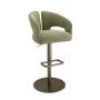 Sage Green Velvet Adjustable Swivel Bar Stool with Brass Base - Azalea