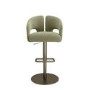 Sage Green Velvet Adjustable Swivel Bar Stool with Brass Base - Azalea