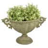 Fallen Fruits Small Aged Metal Oval Green Urn