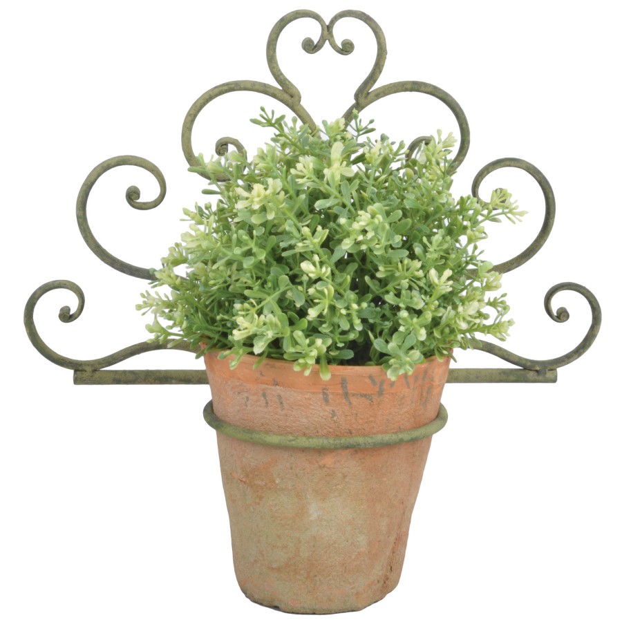 Fallen Fruits Aged Metal Green Flower Pot Holder