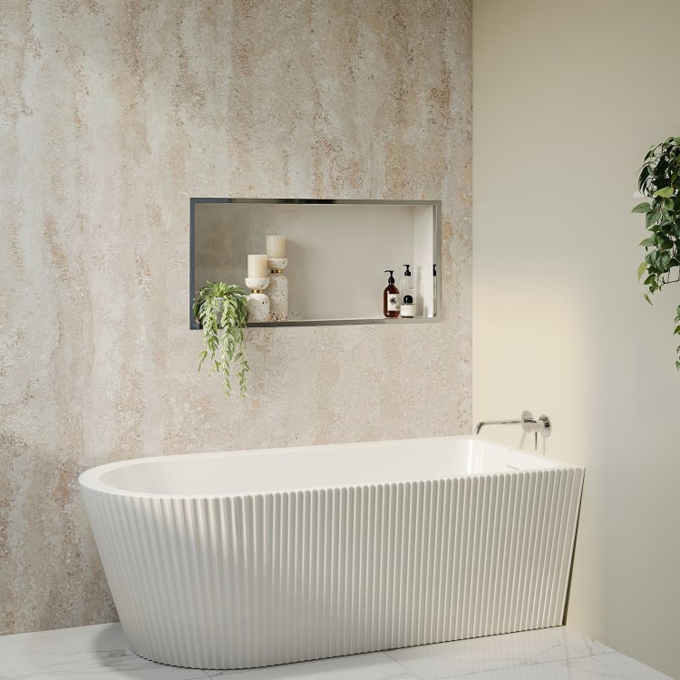 Freestanding Single Ended Right Hand Fluted Corner Bath 1650 x 800mm - Amaro