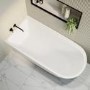 Freestanding Single Ended Left Hand Corner Shower Bath with Black Grid Bath Screen 1650 x 800mm - Amaro