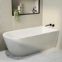 Freestanding Single Ended Right Hand Corner Shower Bath with Black Bath Screen 1650 x 800mm - Amaro