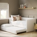 AMI001 Single Day Bed with Pull Out Trundle in Cream Fabric - Amie