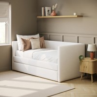 Cream Fabric Day Bed with Trundle - Amie