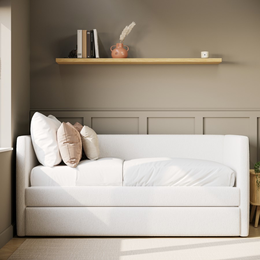 Cream Fabric Day Bed with Trundle - Amie