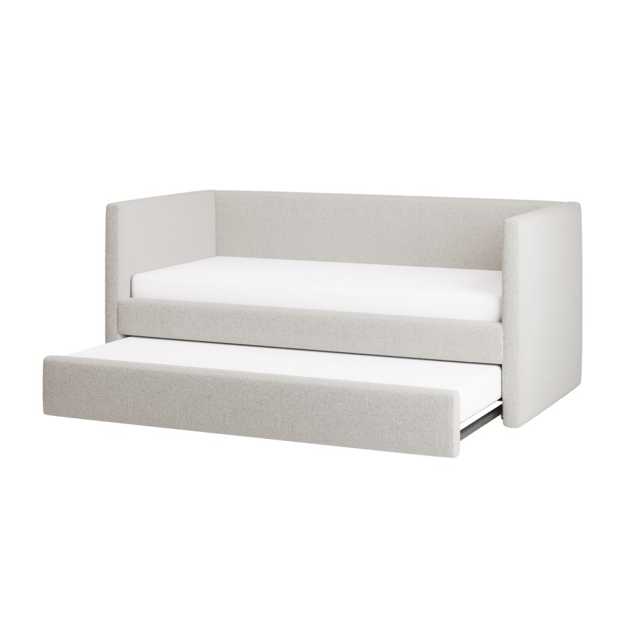 Cream Fabric Day Bed with Trundle - Amie