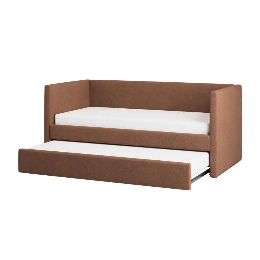 Burnt Orange Chenille Single Day Bed with Trundle - Amie