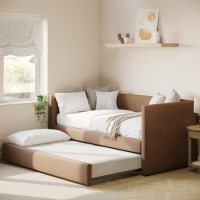 Burnt Orange Chenille Single Day Bed with Trundle - Amie