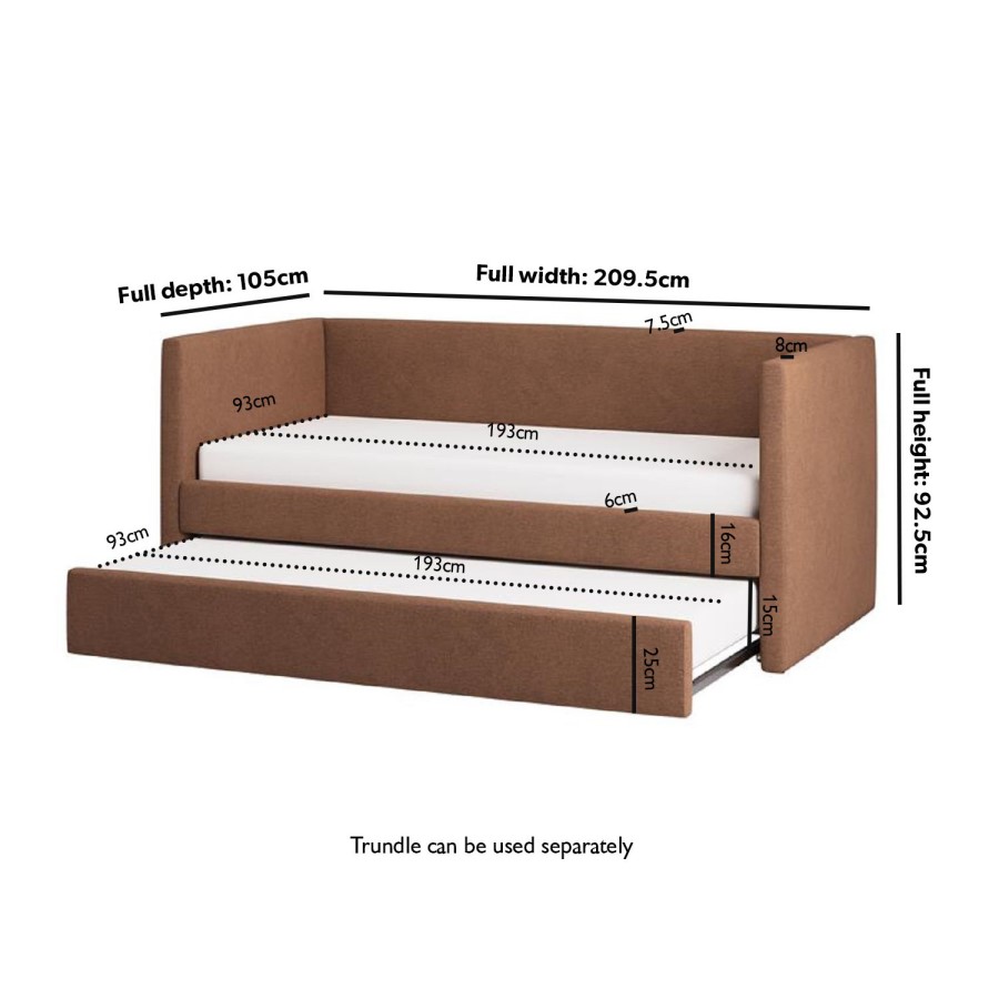 Burnt Orange Chenille Single Day Bed with Trundle - Amie