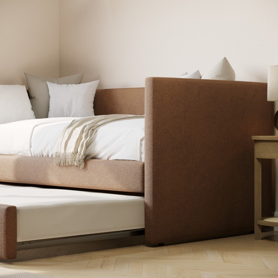 Burnt Orange Chenille Single Day Bed with Trundle - Amie