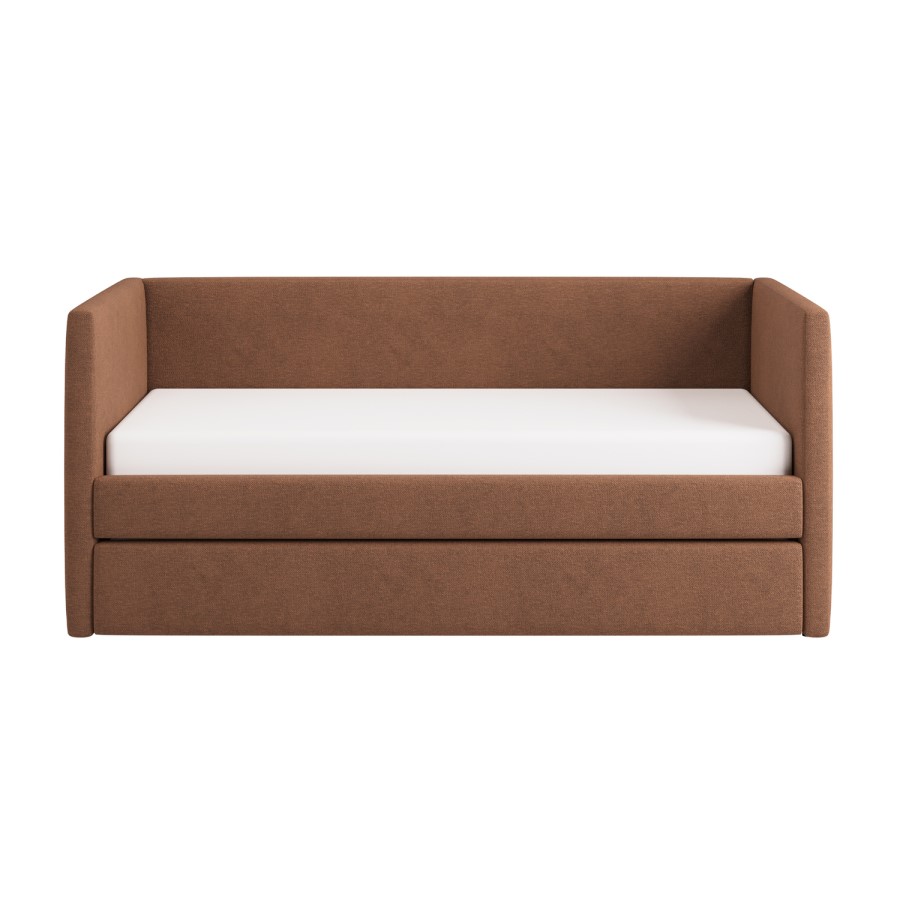 Burnt Orange Chenille Single Day Bed with Trundle - Amie