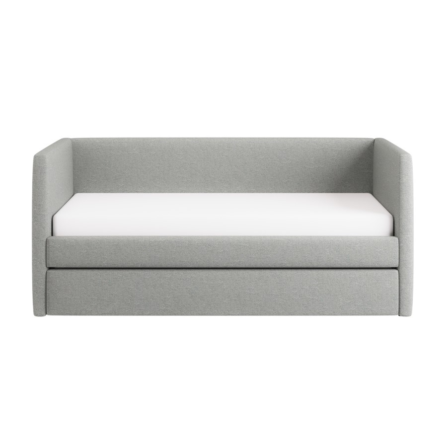 Light Grey Fabric Day Bed with Trundle - Amie