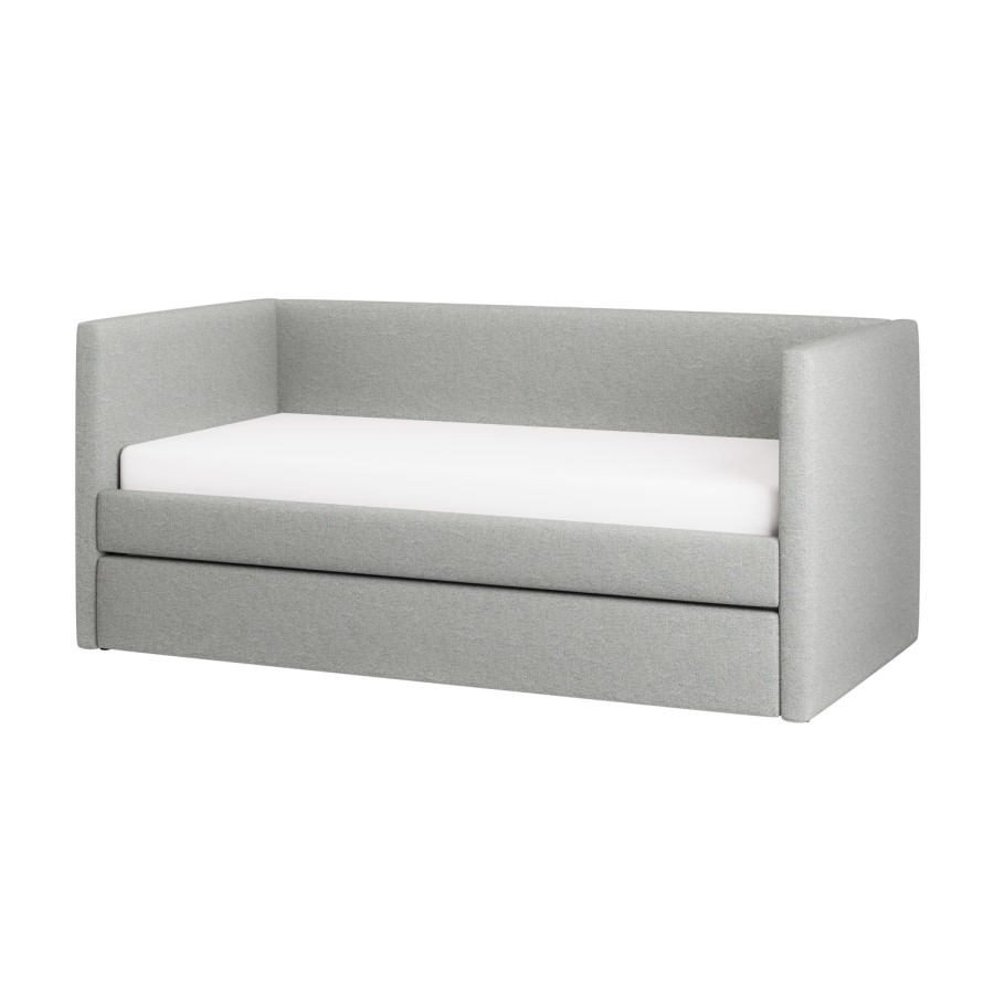 Light Grey Fabric Day Bed with Trundle - Amie