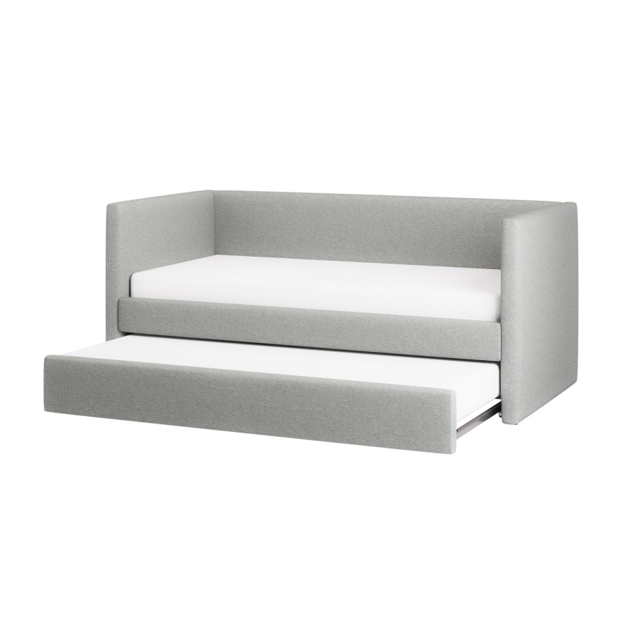 Light Grey Fabric Day Bed with Trundle - Amie
