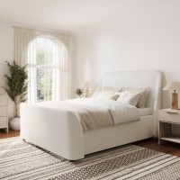 Cream Fabric Double Side-Lift Ottoman Bed - Amelia