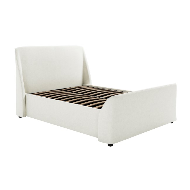 Cream Fabric Double Side-Lift Ottoman Bed - Amelia