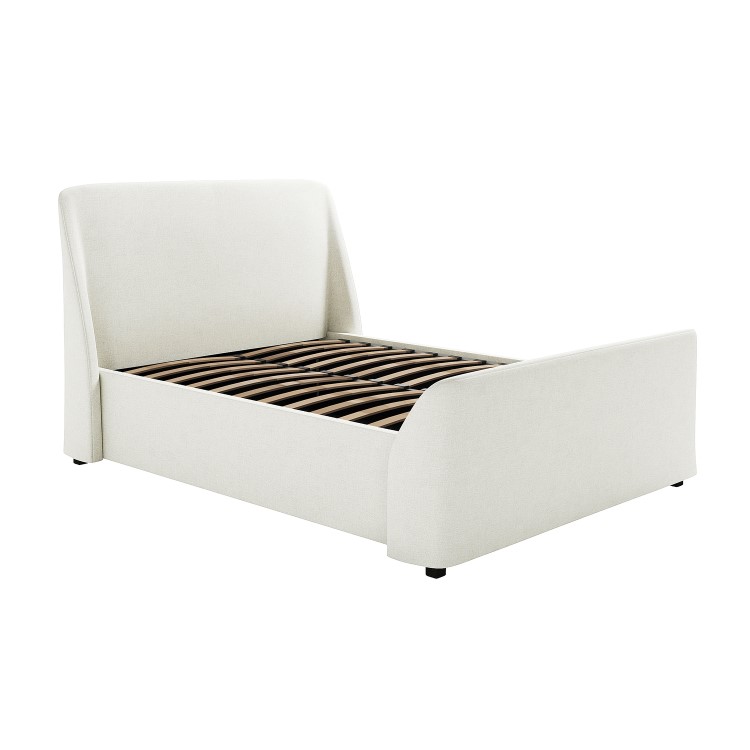 Cream Upholstered Double Side-Lift Ottoman Bed - Amelia