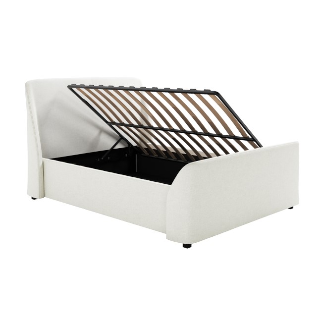 Cream Fabric Double Side-Lift Ottoman Bed - Amelia